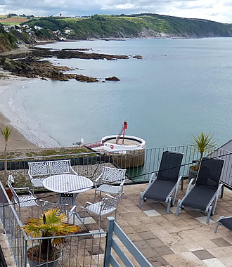 The Terrace has spectacular views over Looe town, beach and the sea